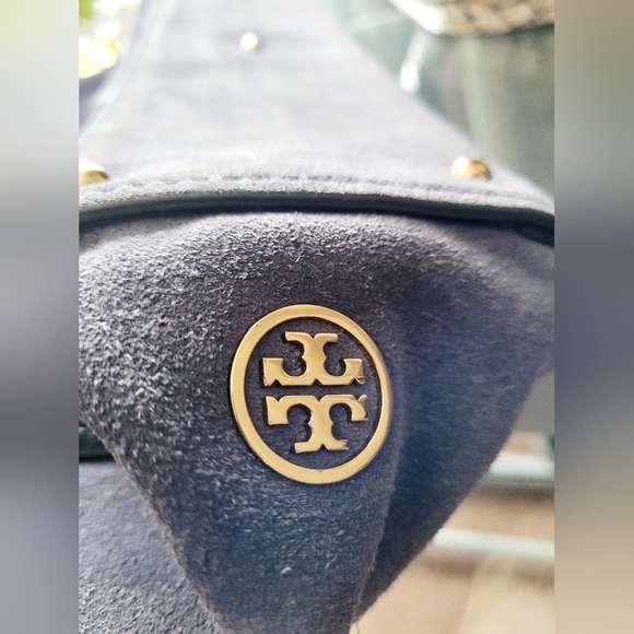 Tory Burch Attersee Women Luxe Suede Frame Satchel Bag Jewel /Black Large - Picture 9 of 16